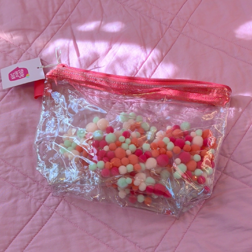Colorful Pom-Pom Transparent Pouch